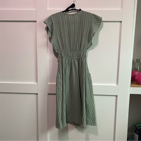 Sage Green Striped Dress - Picture 3 of 3